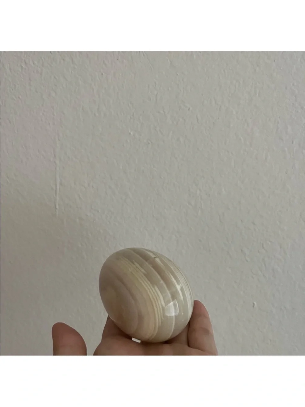Polished White Onyx Egg Sculpture